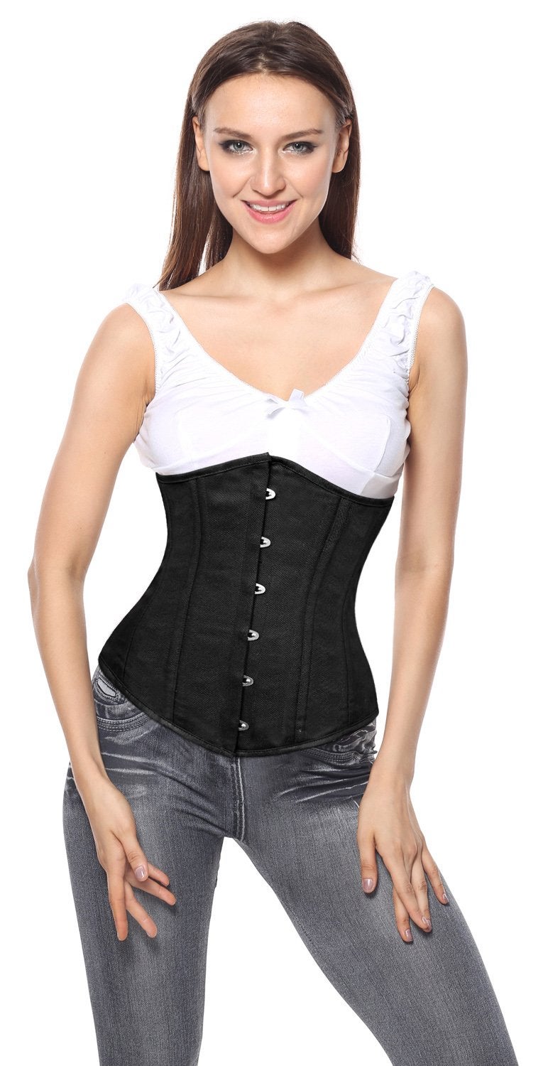 Charmian Women's 26 Steel Boned Cotton Long Torso Training Underbust Corset Black XXX-Large - Image 2